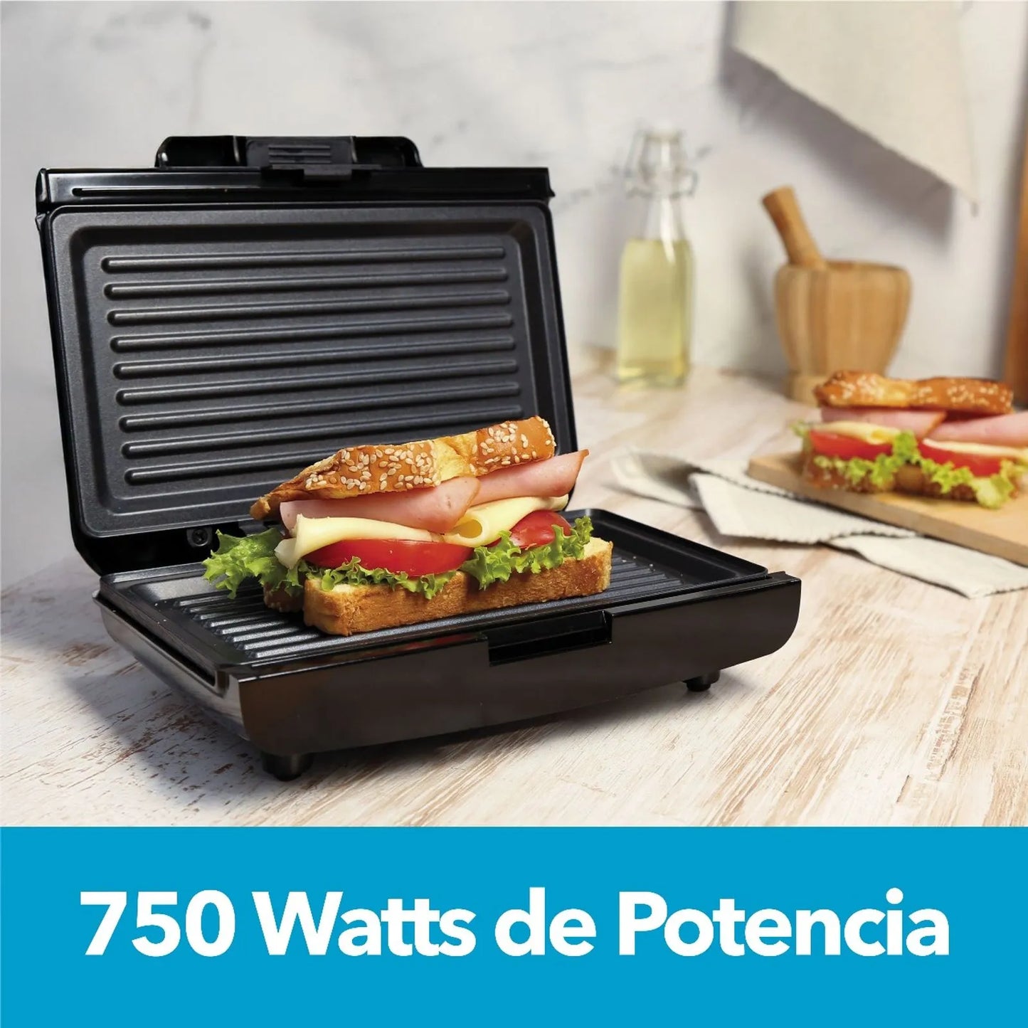 Sanduchera Electrica Grill Negra