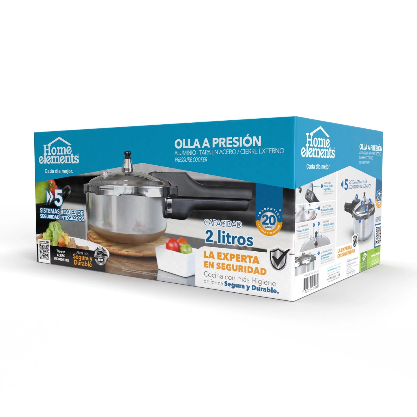 Olla A Presión 2 Litros Tapa Acero Inoxidable