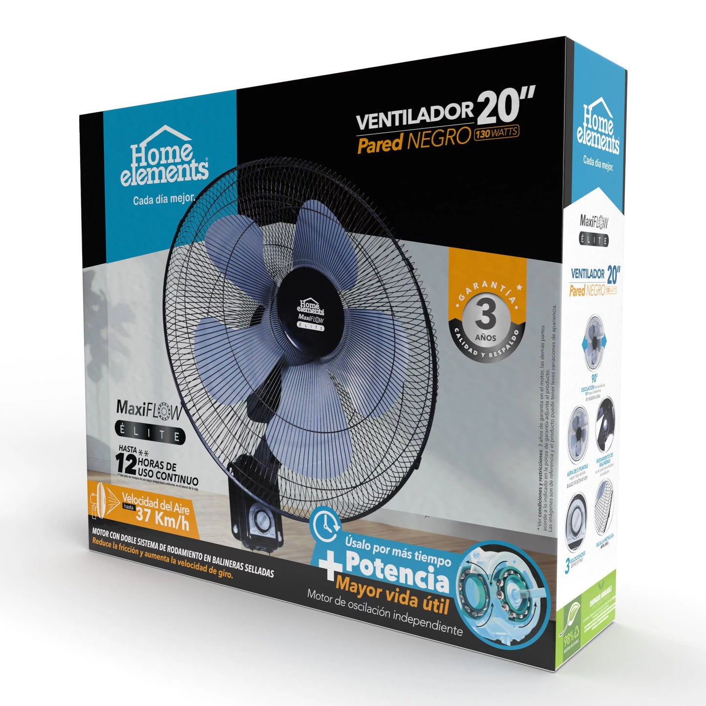 Ventilador Pared 20p 130w Home Elements