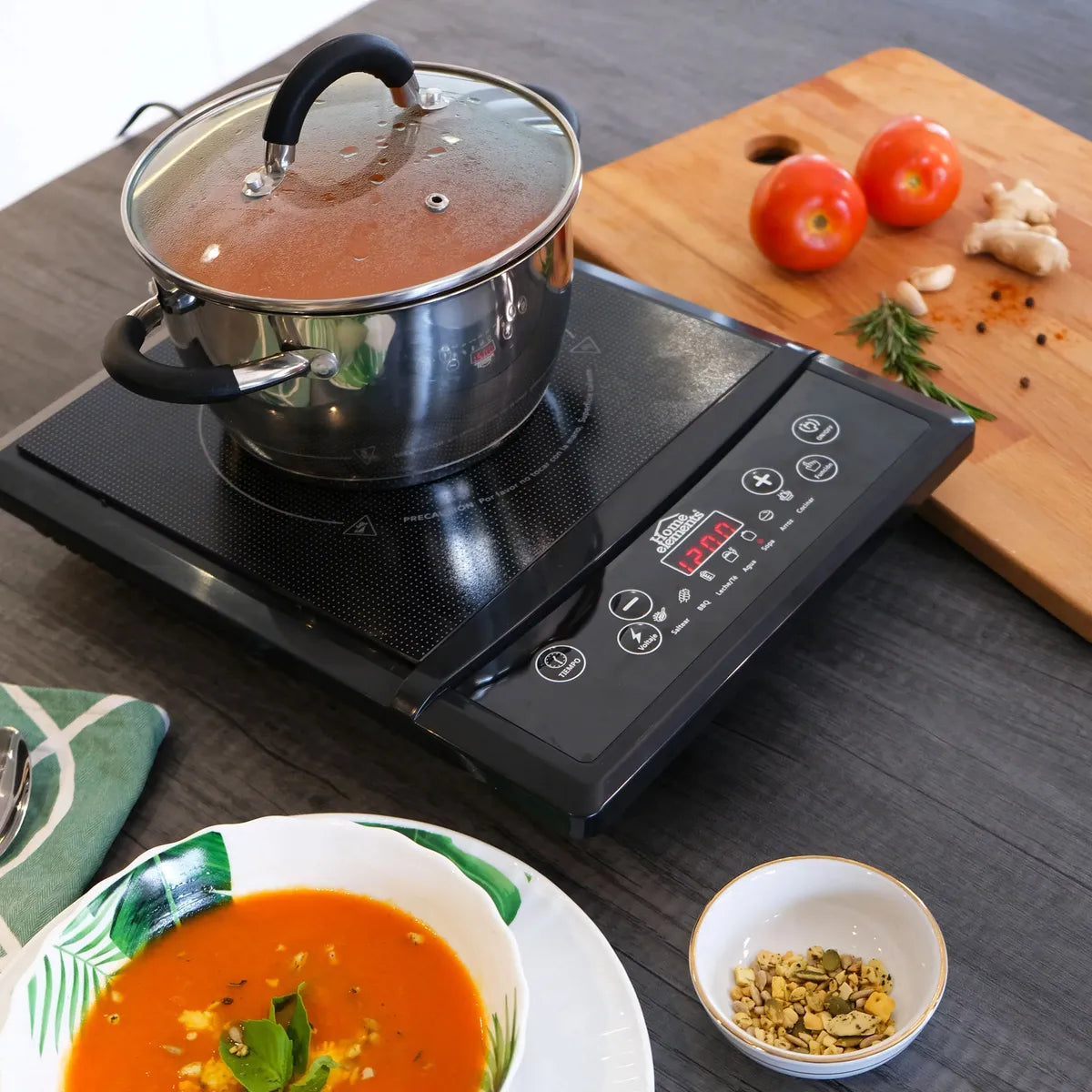 Combo Estufa De Induccion Portatil Y 3 Ollas En Acero Inox