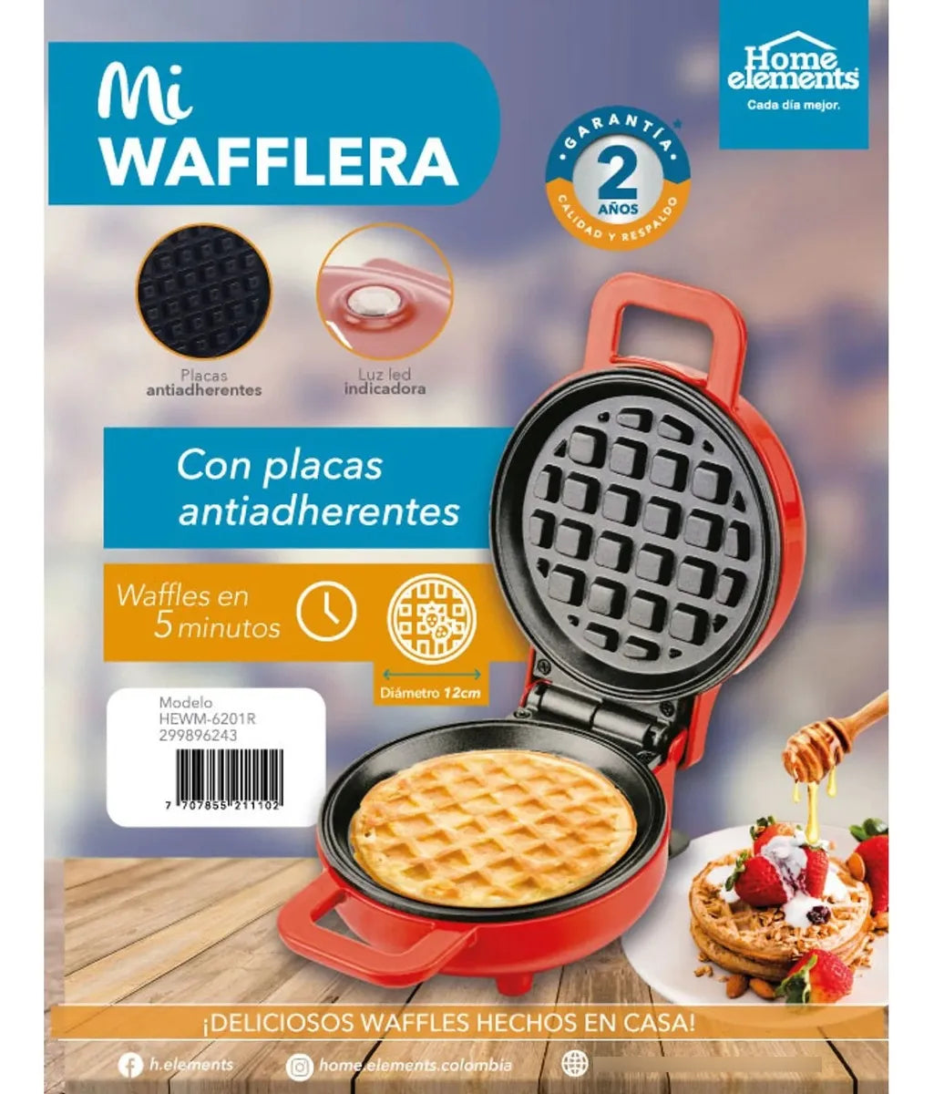 Mini Wafflera 1 Puesto Antiadherente