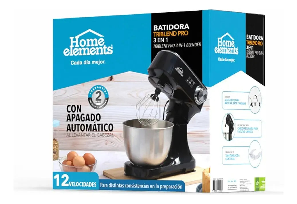 Batidora 3 En 1 Amasadora Profesional 12 Velocidades 3.5 Lt