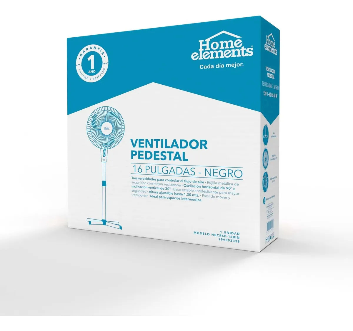 Ventilador Pedestal 16" Negro