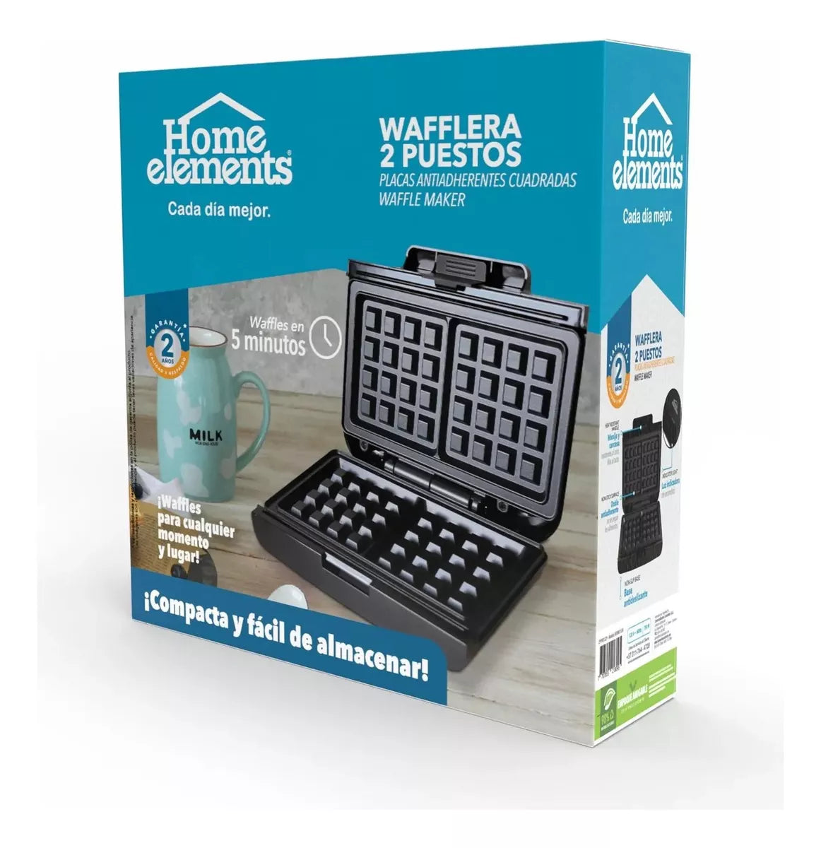 Wafflera Cuadrada Antiadherente