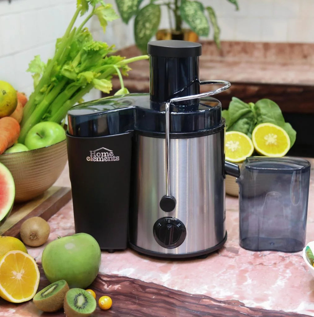 Extractor De Jugos Home Elements Heej-617 Negro 120v Con Accesorios