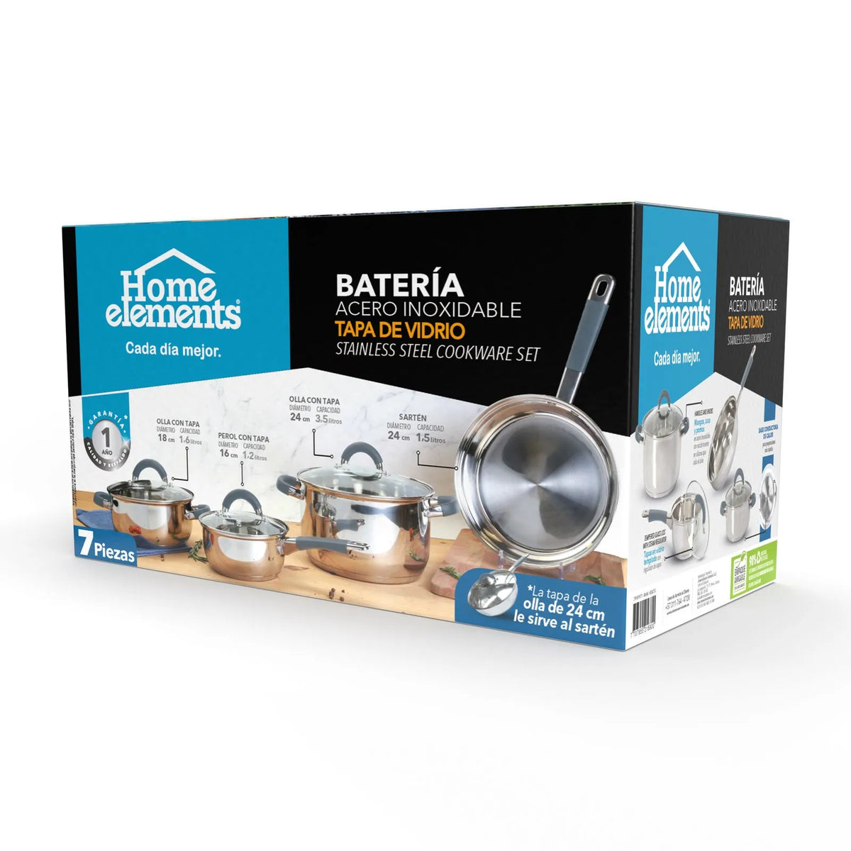 Bateria De Cocina Acero Inoxidable Set De Ollas