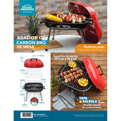 Asador A Carbon De Mesa Pequeño Bbq Resistente Portatil