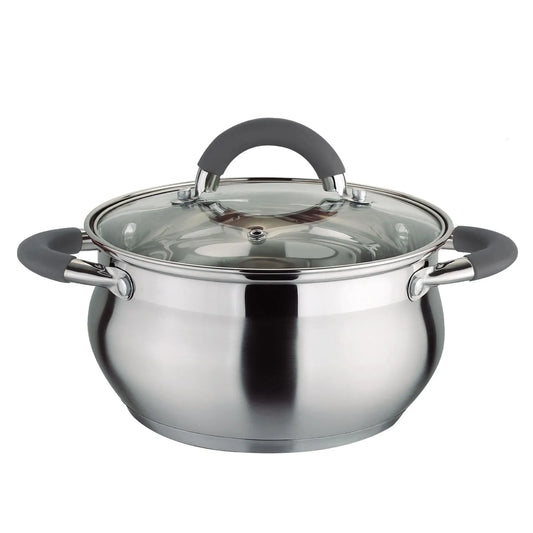 Olla En Acero Inoxidable 22 Cm 4.6 Lt Tapa De Vidrio