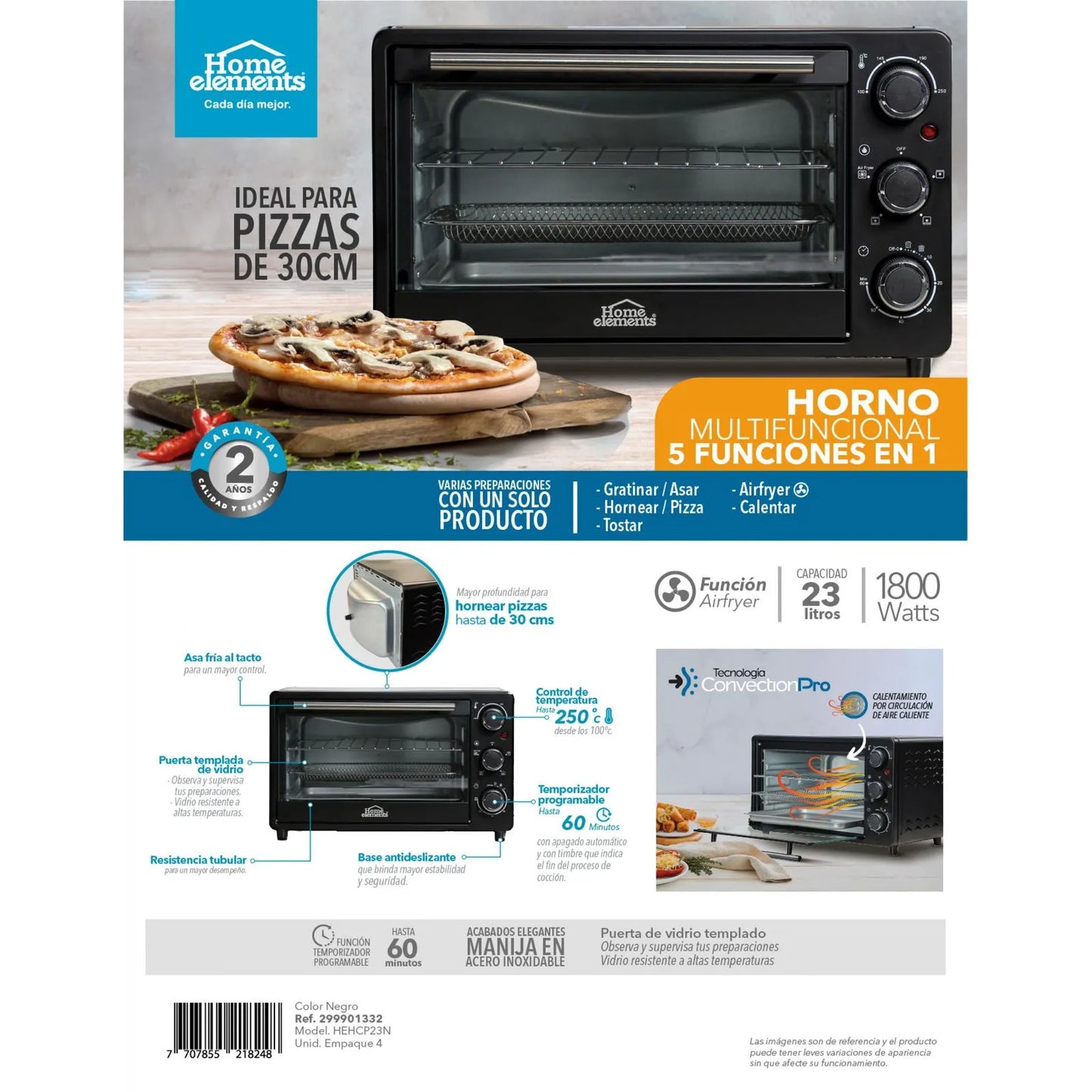 Horno Multifuncional 5 En 1 - 23 Litros