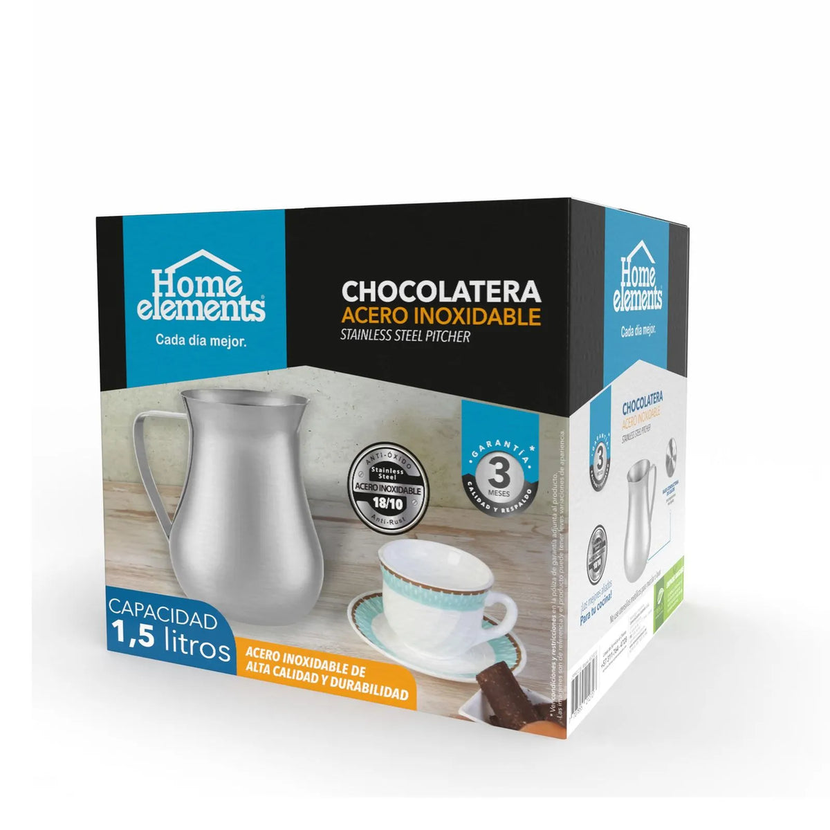 Olleta Chocolatera En Acero Inoxidable Resistente 1.5 Litros