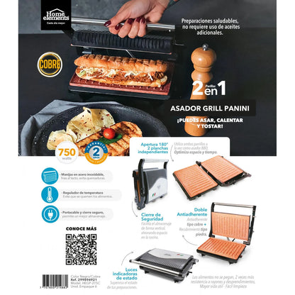 Sanduchera Grill Panini 180 grados