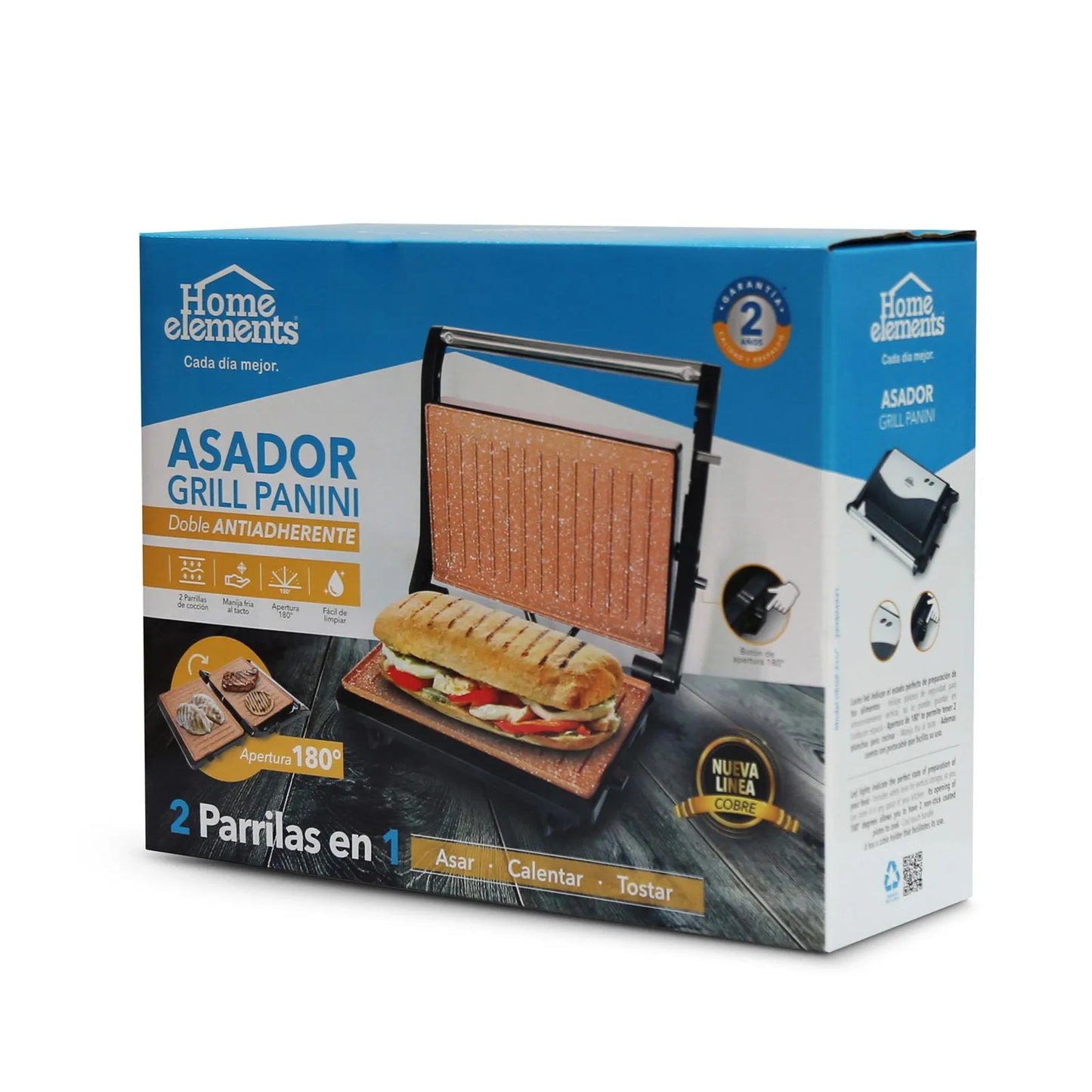 Sanduchera Grill Panini 180 grados