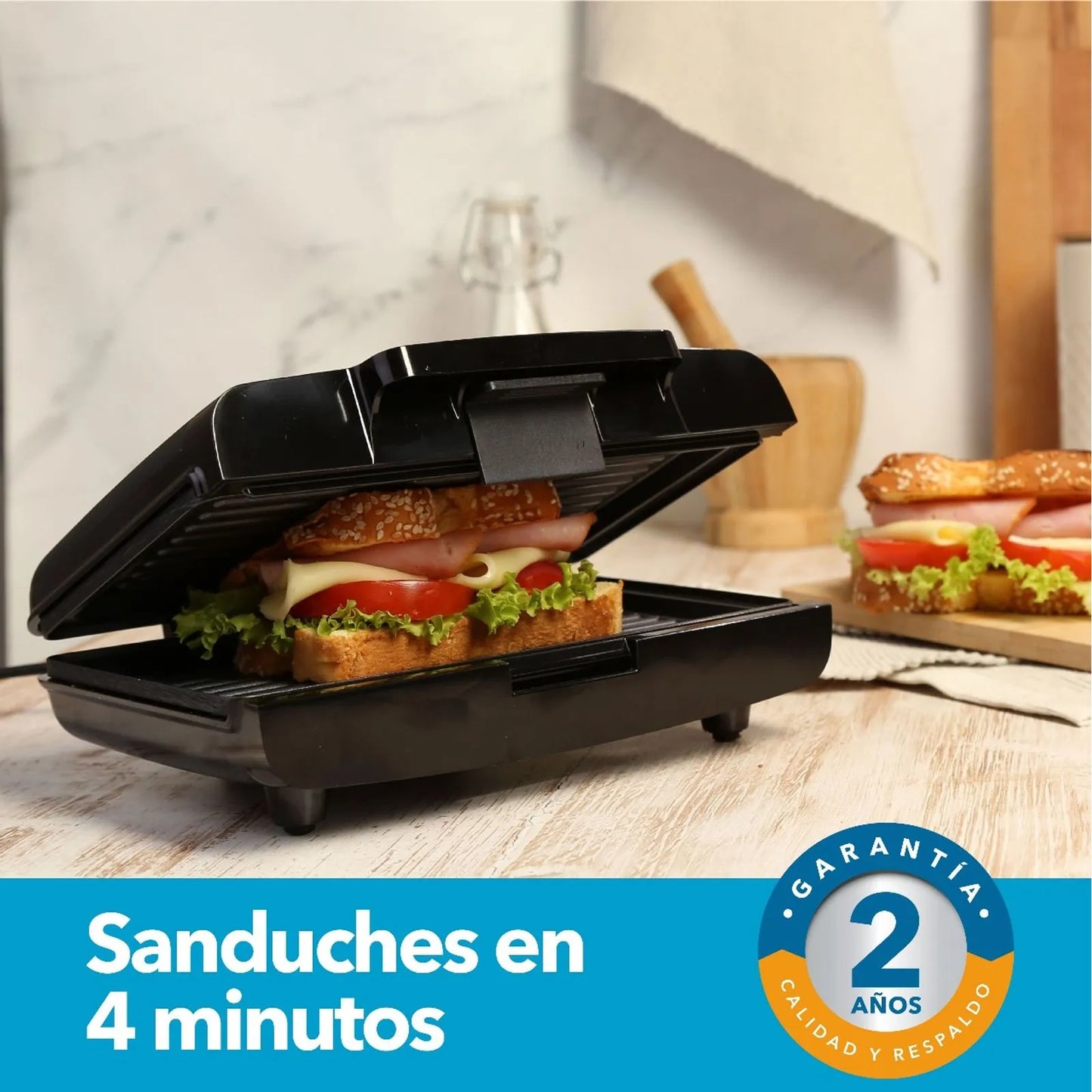Sanduchera Electrica Grill Negra