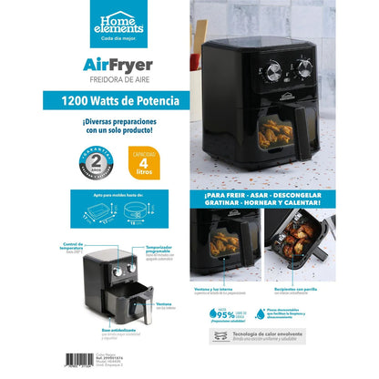 Freidora De Aire 4 Litros Airfryer con Ventana