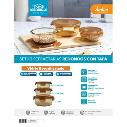 Recipientes Herméticos De Vidrio 3 Unidades, Cocas, Tuppers