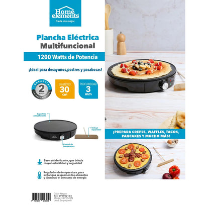 Crepera Eléctrica Plancha Para Crepes Redonda Multifuncional
