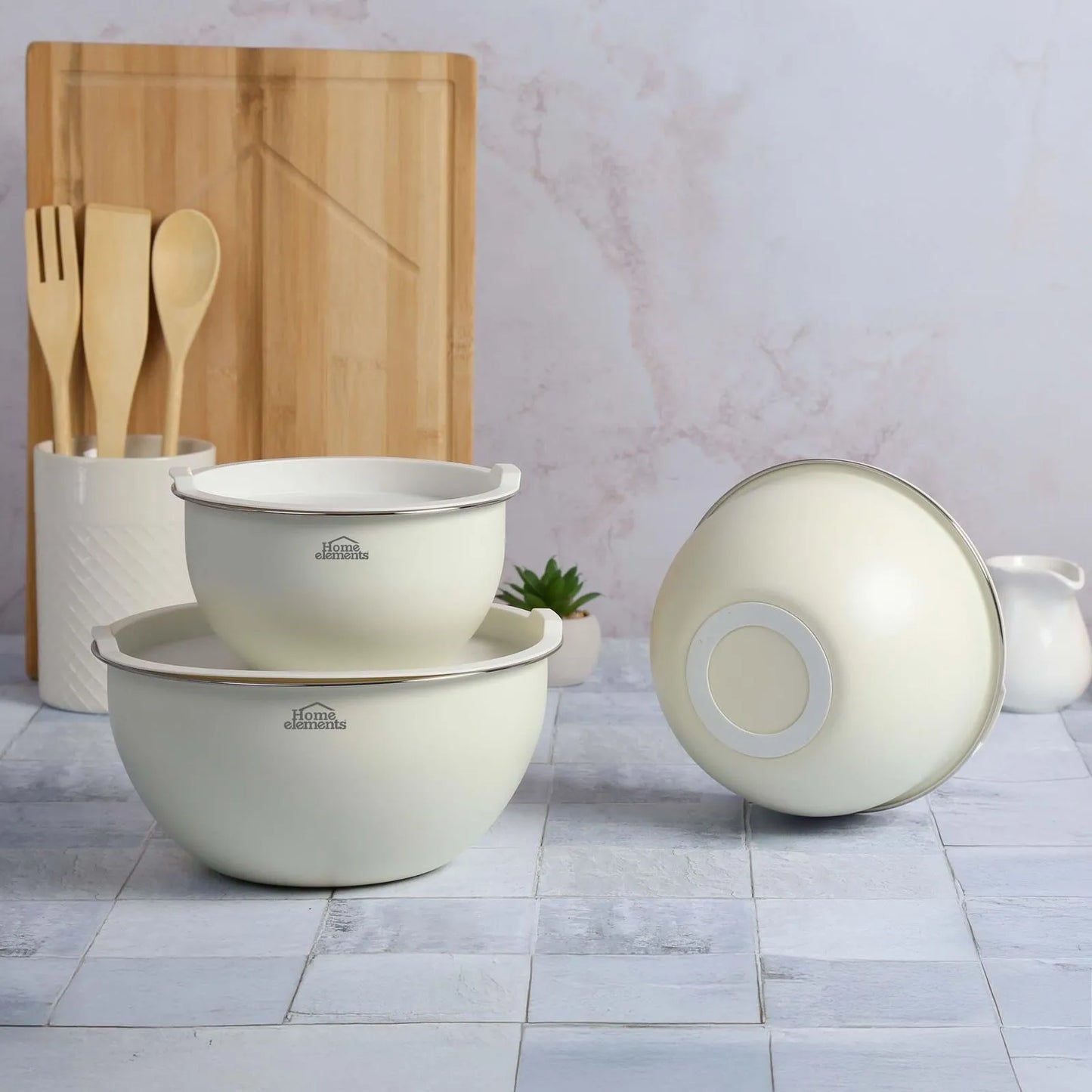 Combo Set x 3 Bowls Color Beige y Licuadora Personal 2 en 1