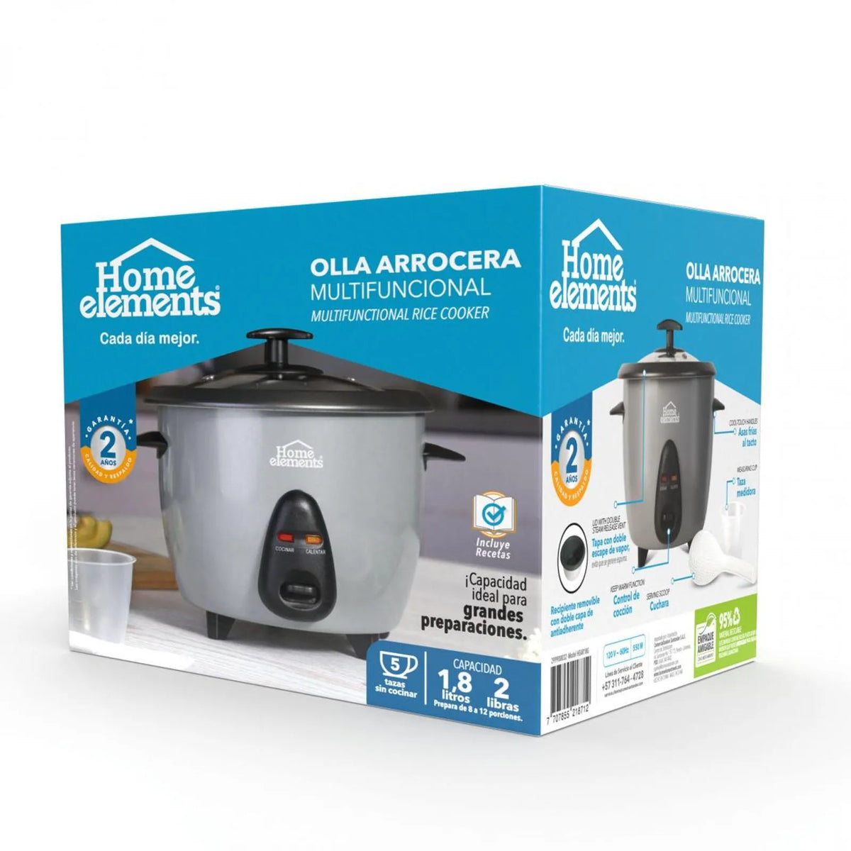 Olla Arrocera 1.8 Litros Gris