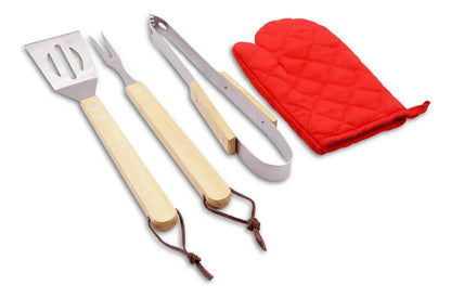 Combo Asador Bbq A Carbon Portable + Set 5 Utensilios