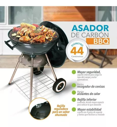Asador Bbq Home Elements  Color Negro