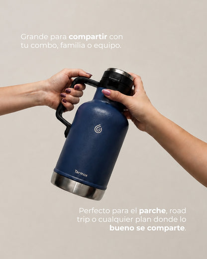 Termo Acero Inoxidable 1.9 Litros Conserva Frío Y Calor Camping Negro