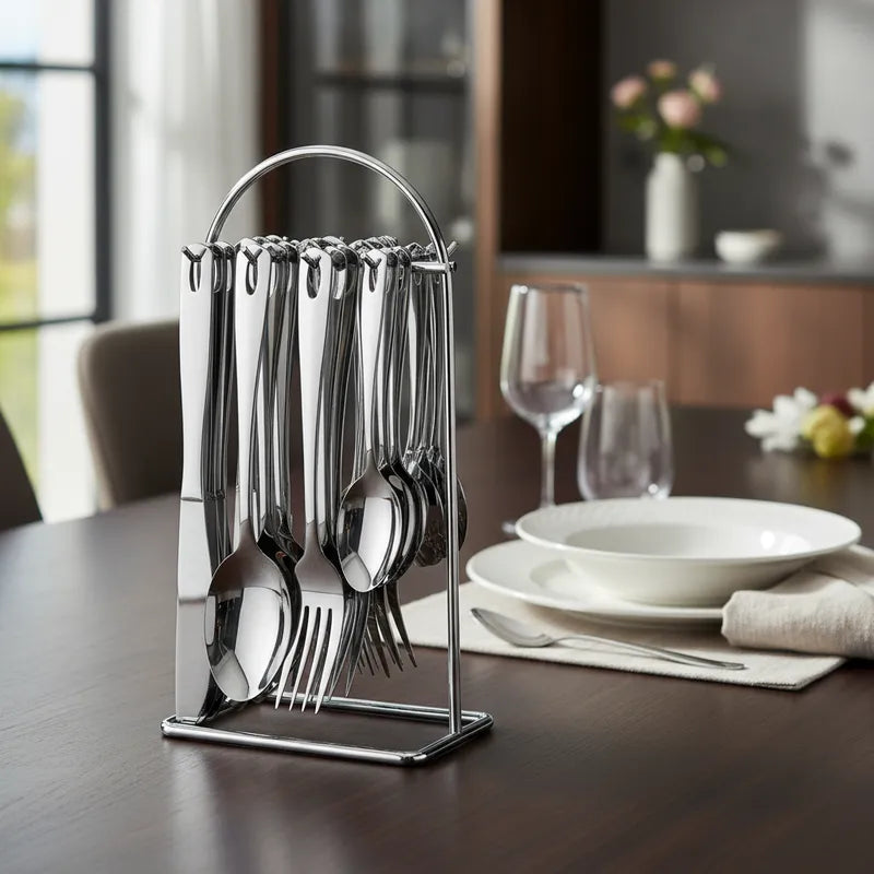 Set de Cubiertos X 24 Piezas con Soporte Metálico