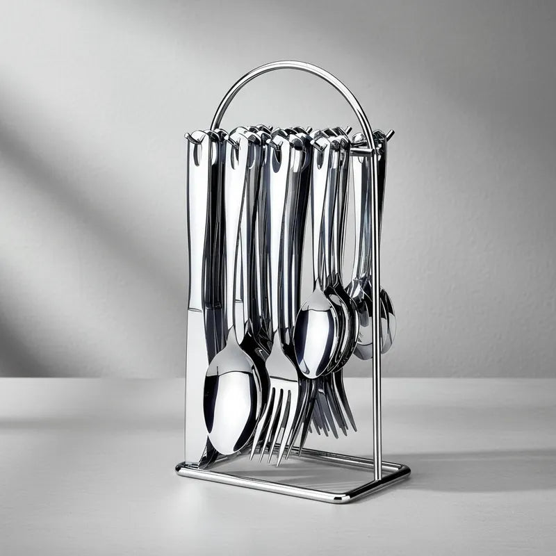 Set de Cubiertos X 24 Piezas con Soporte Metálico