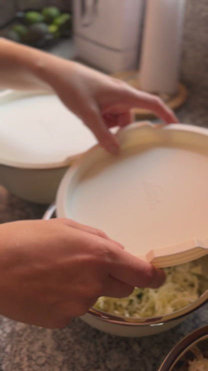 Set De Bowls En Acero Inoxidable Con Tapa Beige
