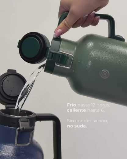 Termo Acero Inoxidable 1.9 Litros Conserva Frío Y Calor Camping Negro
